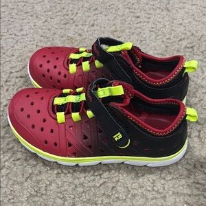 Stride Rite Red and Black Sneakers with Velcro Closure